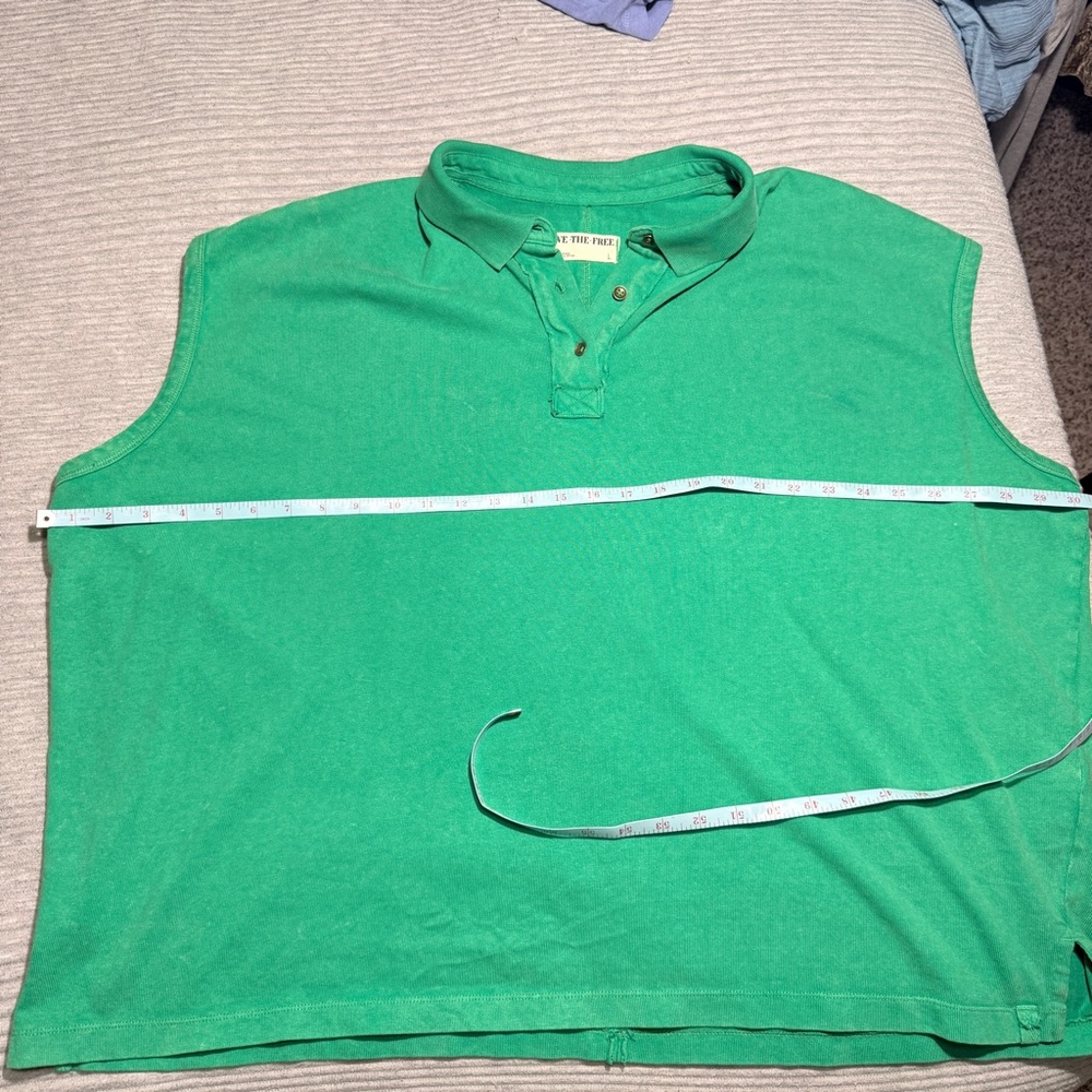 ☘️ Free People We The Free Keep On Cotton Polo in Green Size Large NWOT☘️ - Picture 6 of 6